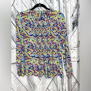 APNY Multicolored Blouse Pleated Front S